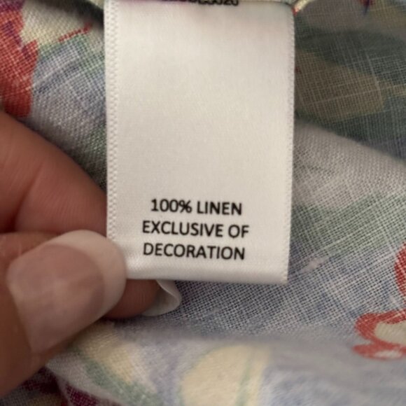 Cremieux Button Up Linen Hawaiian Shirt XL Blue Floral Linen Short Sleeve Pocket - Picture 7 of 7